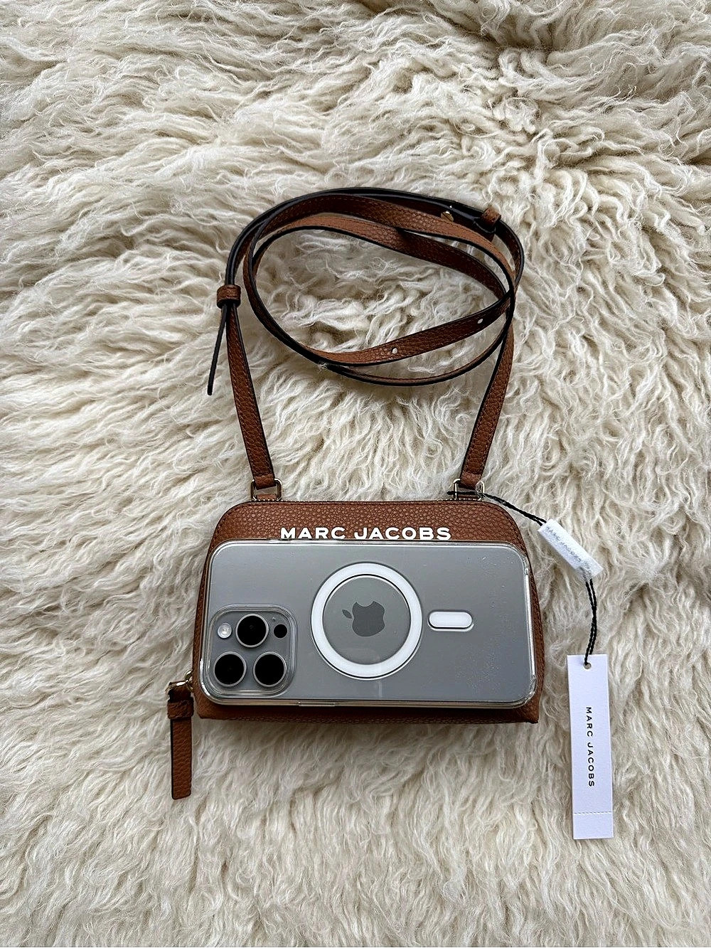 Marc Jacobs Mini Pebbled Leather Crossbody Bag Whiskey Brown NWT - Picture 2 of 9